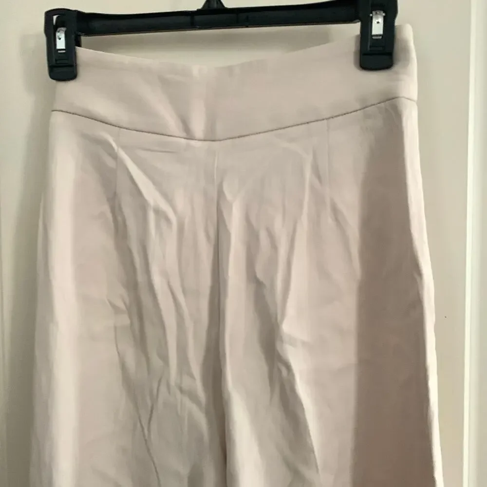 Zara Full Length Trousers with Cutout Opening in Ecru Off White